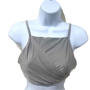 Vix Paula Hermanny high neck silver crossed swim top Sz L